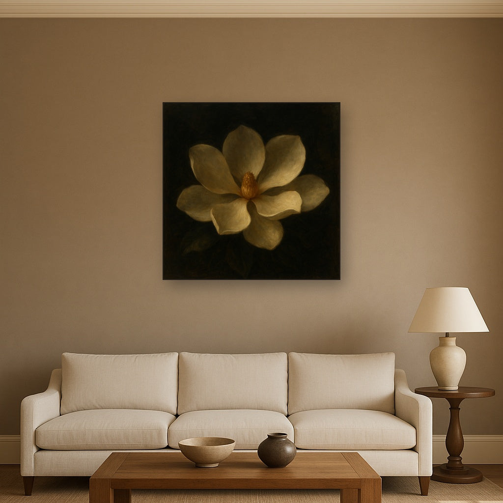 Magnolia Blossom in Quiet Chiaroscuro No. 7 Fine Art Oil Painting - View 2