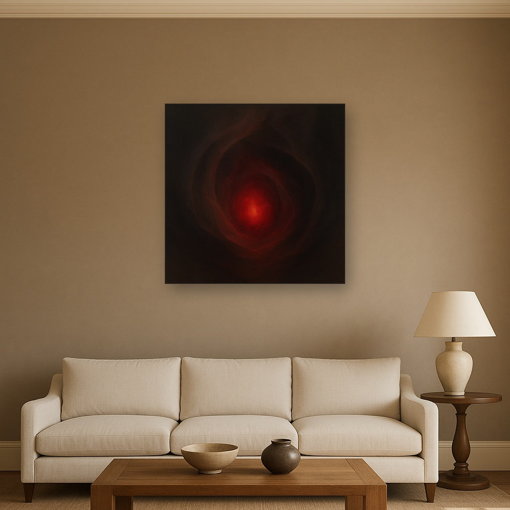 Smoky Ruby & Warm Obsidian Veils No. 3 Oil Painting - View 2