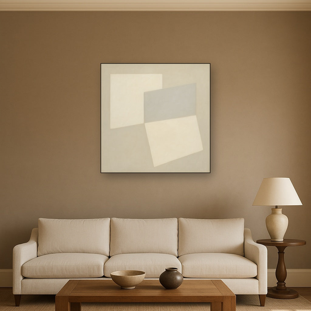 Architectural Stucco Geometry No. 3 - Modern Fine Art Oil Painting - View 2