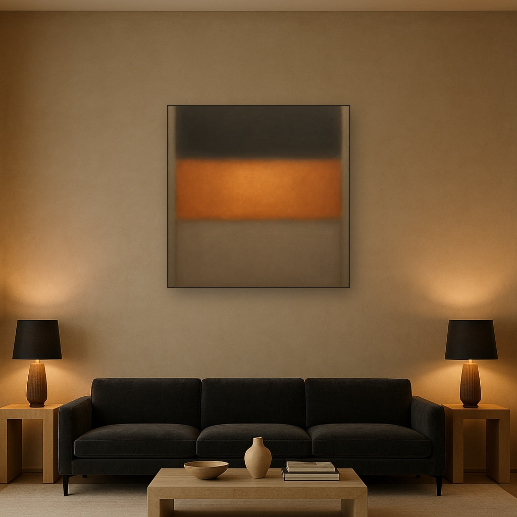Charcoal Slate & Burnished Copper Horizon No. 16 Oil Painting - View 2