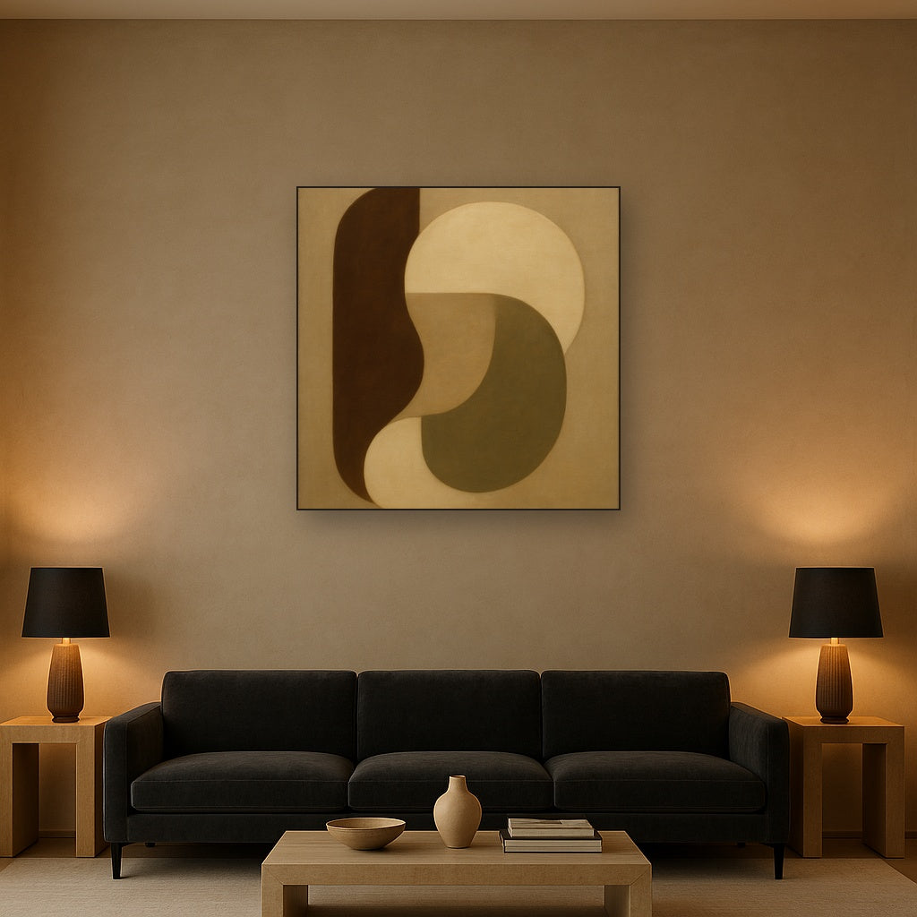 Minimalist Asymmetrical Balance in Raw Umber No. 19 Oil Painting - View 2