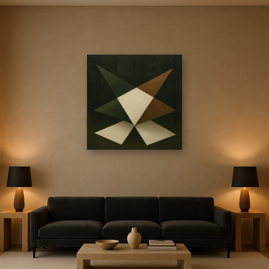 Kinetic Diagonal Planes in Forest & Alabaster No. 13 Fine Art Oil Painting - View 2