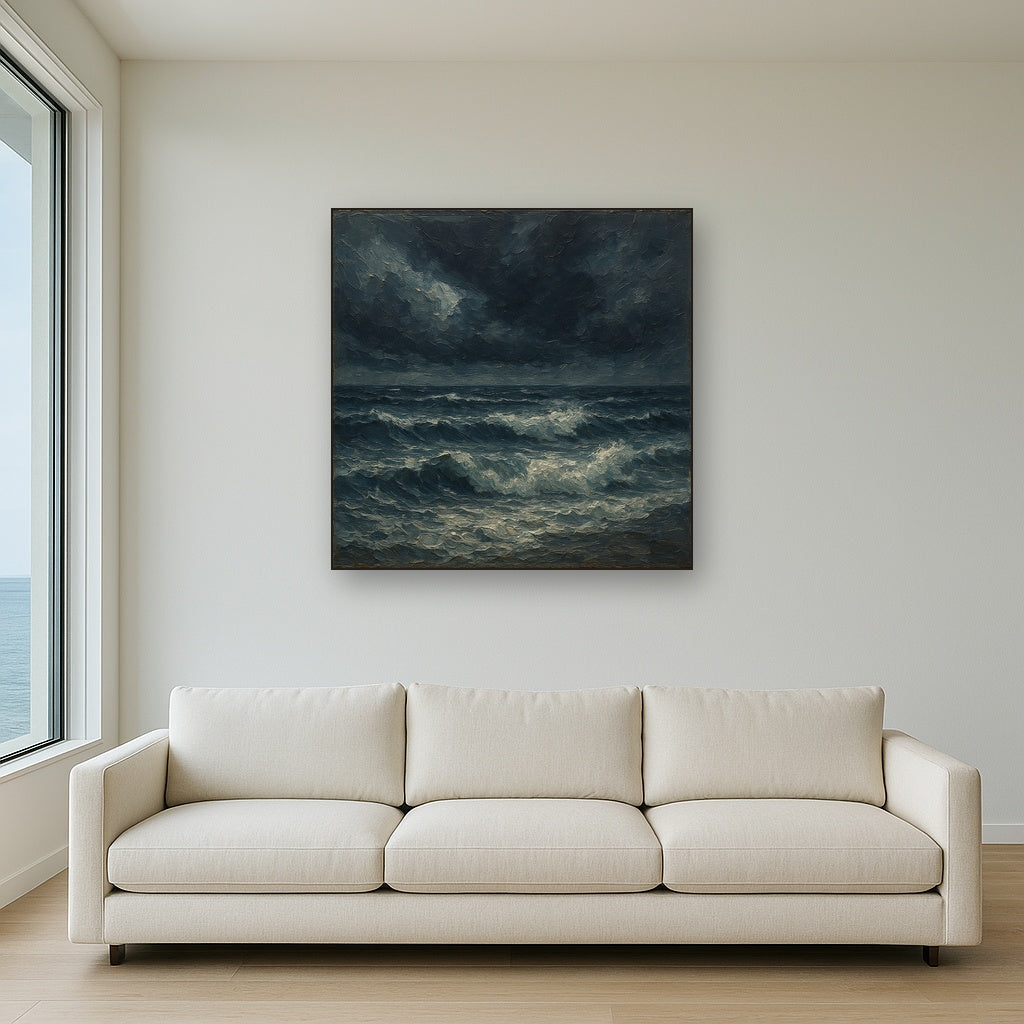 Atlantic Storm Horizon Seascape Oil Painting - View 2