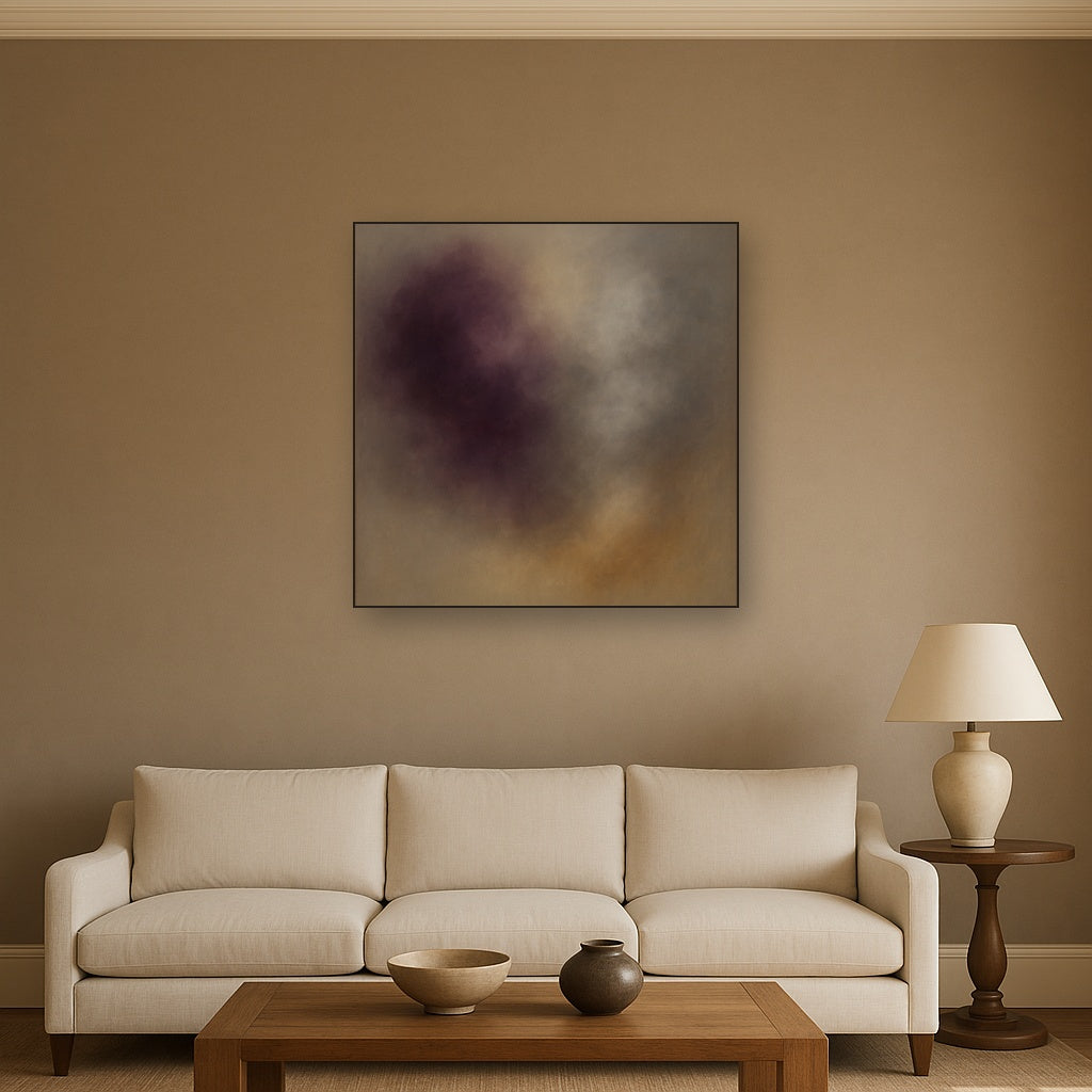 Gilded Plum & Soft Smoke Cloud Harmony No. 12 Oil Painting - View 2