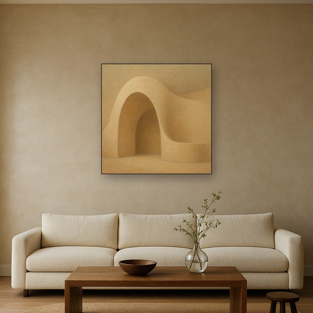 Soft Architectural Curve in Desert Bone No. 3 Oil Painting - View 2