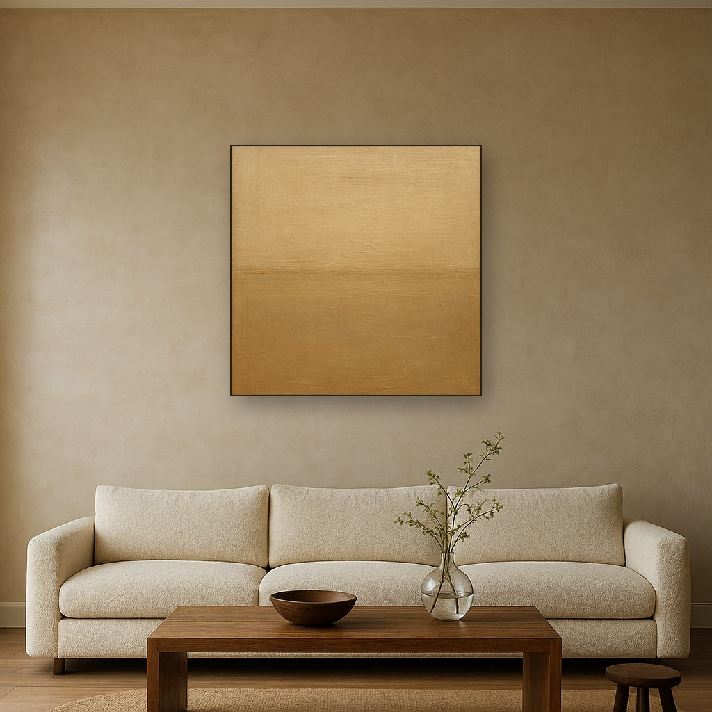 Earthy Raw Linen Texture Field No. 4 - Modern Fine Art Oil Painting - View 2