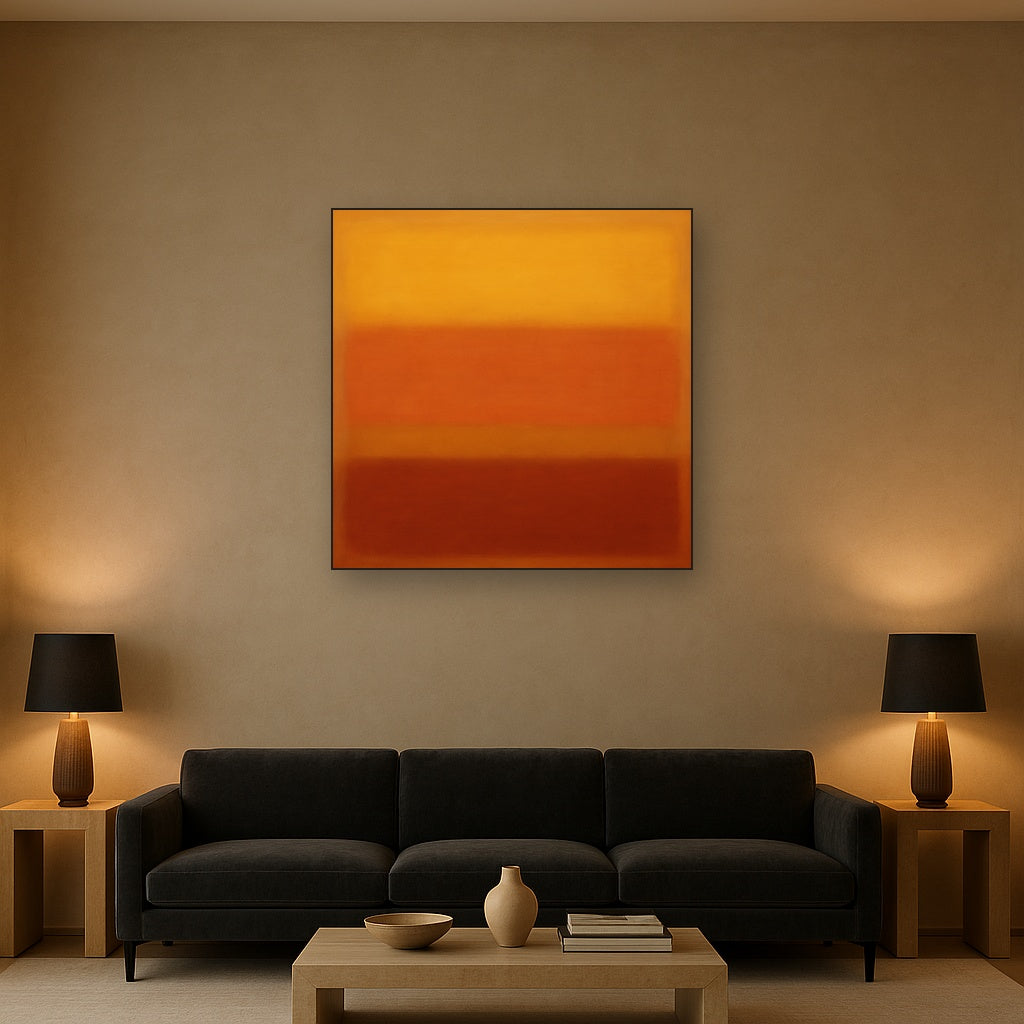 Luminous Ochre & Terracotta Horizon Color Field No. 6 Oil Painting - View 2