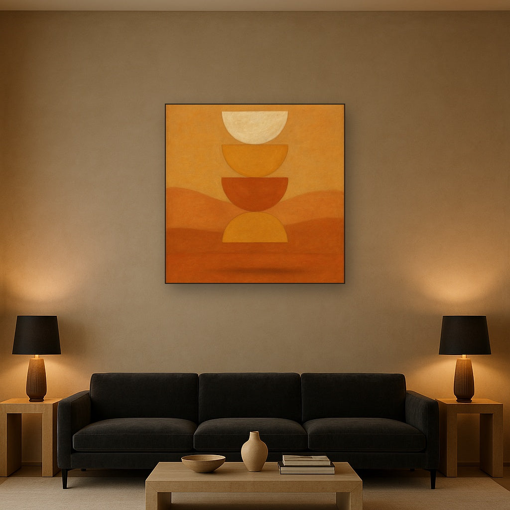 Stacked Semicircle Totem in Desert Warmth No. 3 Fine Art Oil Painting - View 2