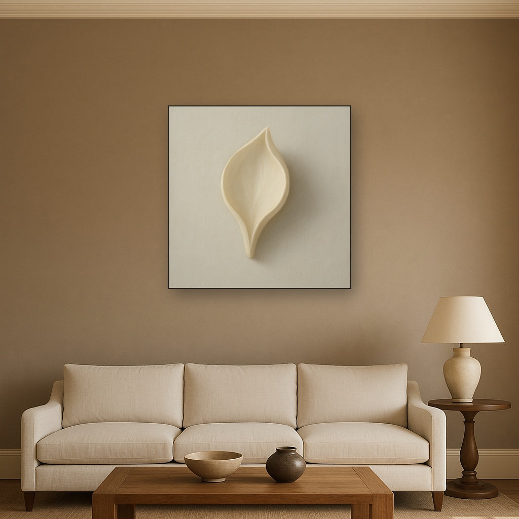 Sculpted Ivory Floral Contour No. 1 - Modern Fine Art Oil Painting - View 2