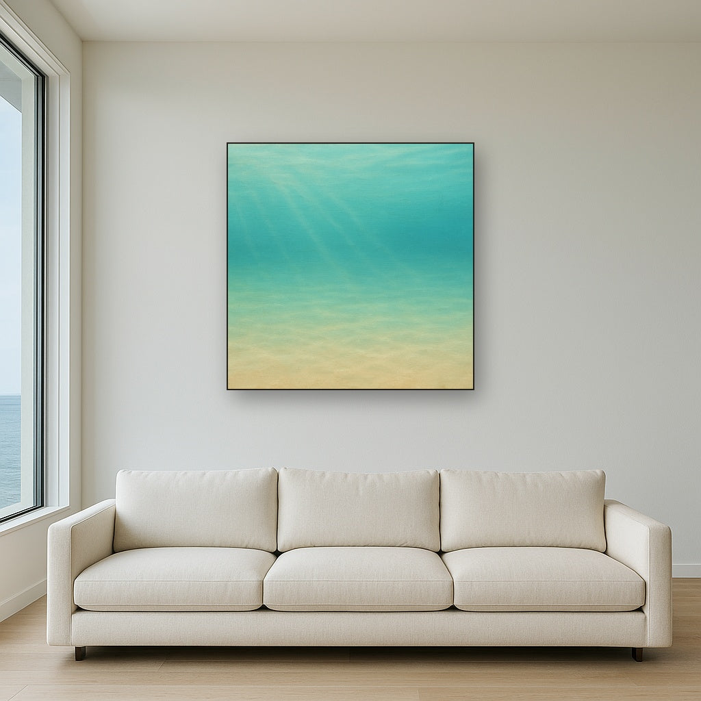 Minimalist Aquamarine Reef Void No. 10 - Modern Fine Art Oil Painting - View 2