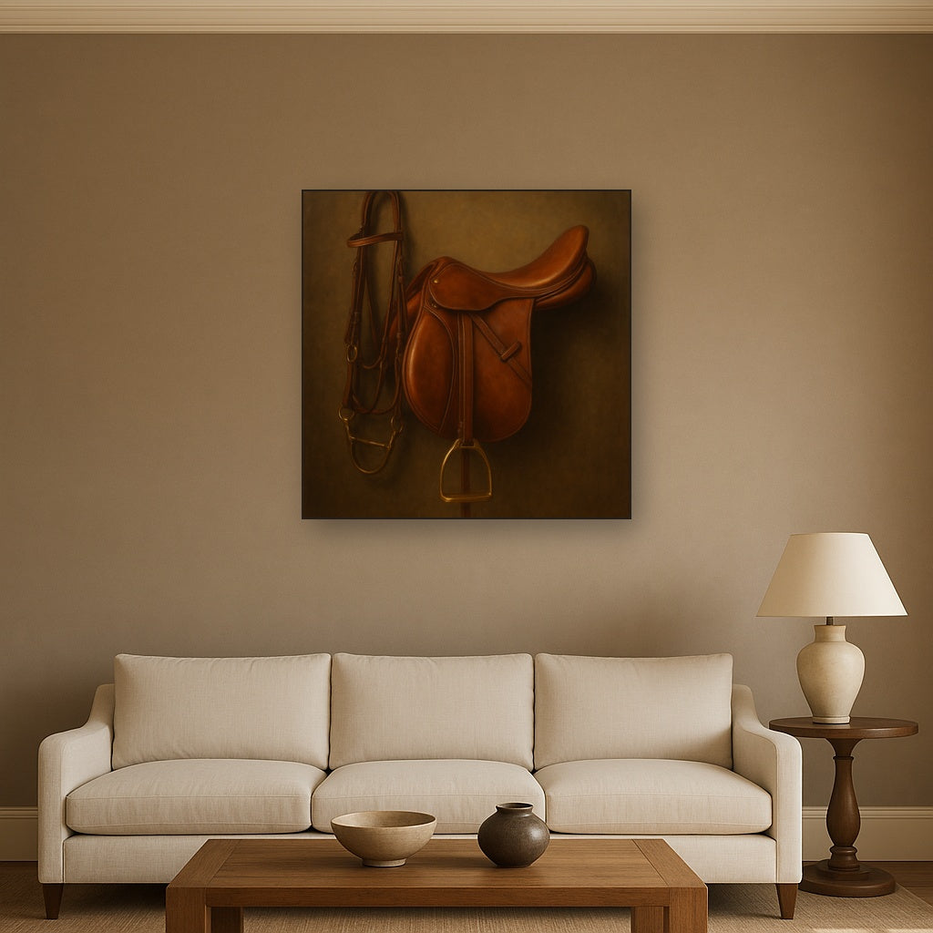 Vintage Bridle & Polished Leather Saddle No. 14 Oil Painting - View 2