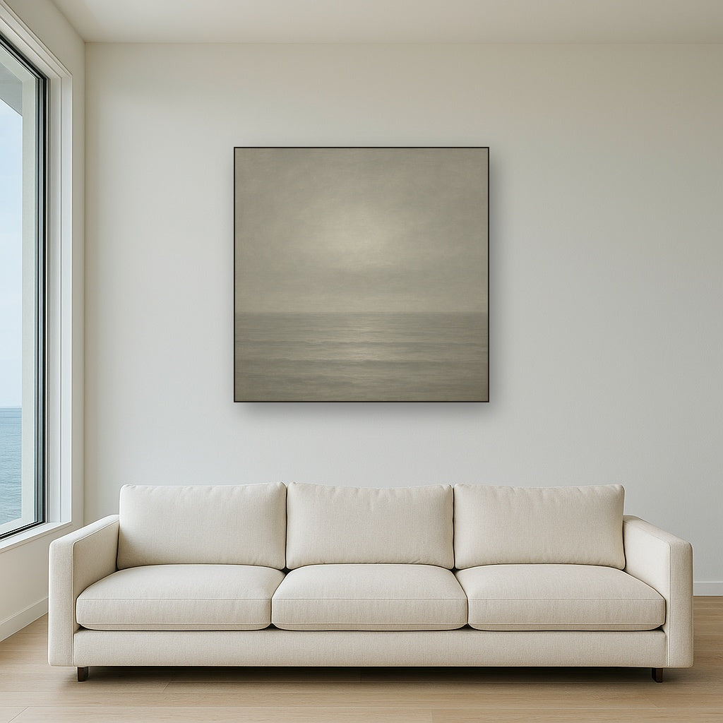 Monochrome Ocean Silence No. 5 - Modern Fine Art Oil Painting - View 2