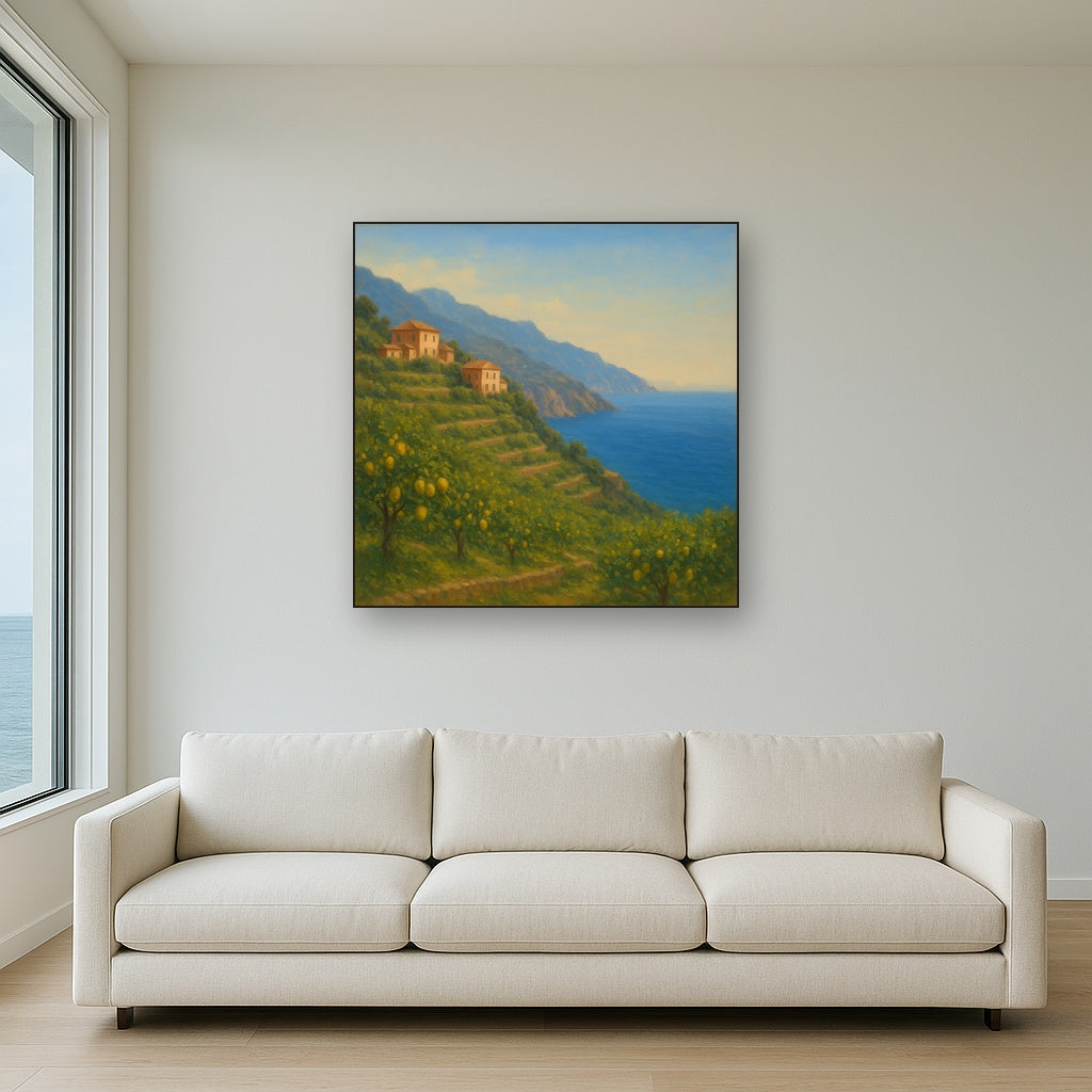 Italian Amalfi Coastline Terraces & Lemon Grove No. 19 Oil Painting - View 2