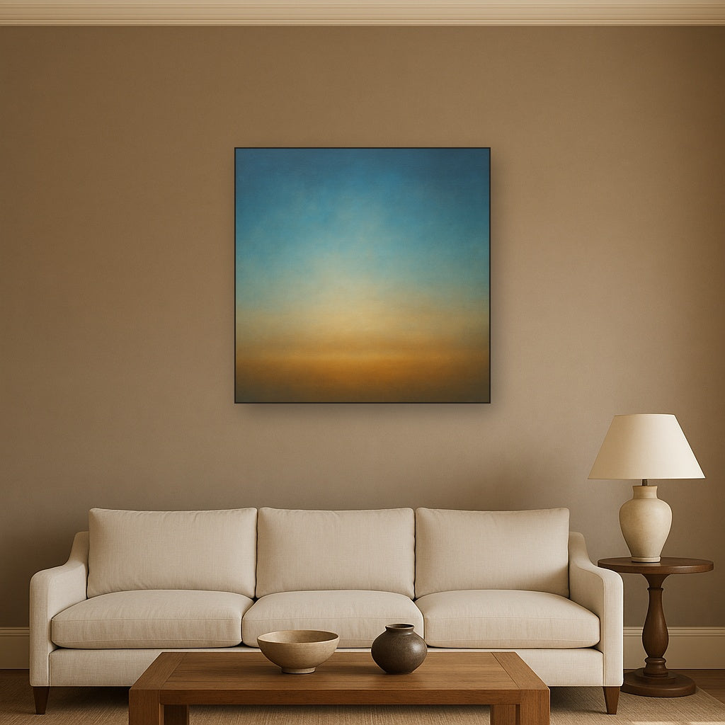 Celestial Azure & Warm Ochre Equilibrium No. 13 Oil Painting - View 2