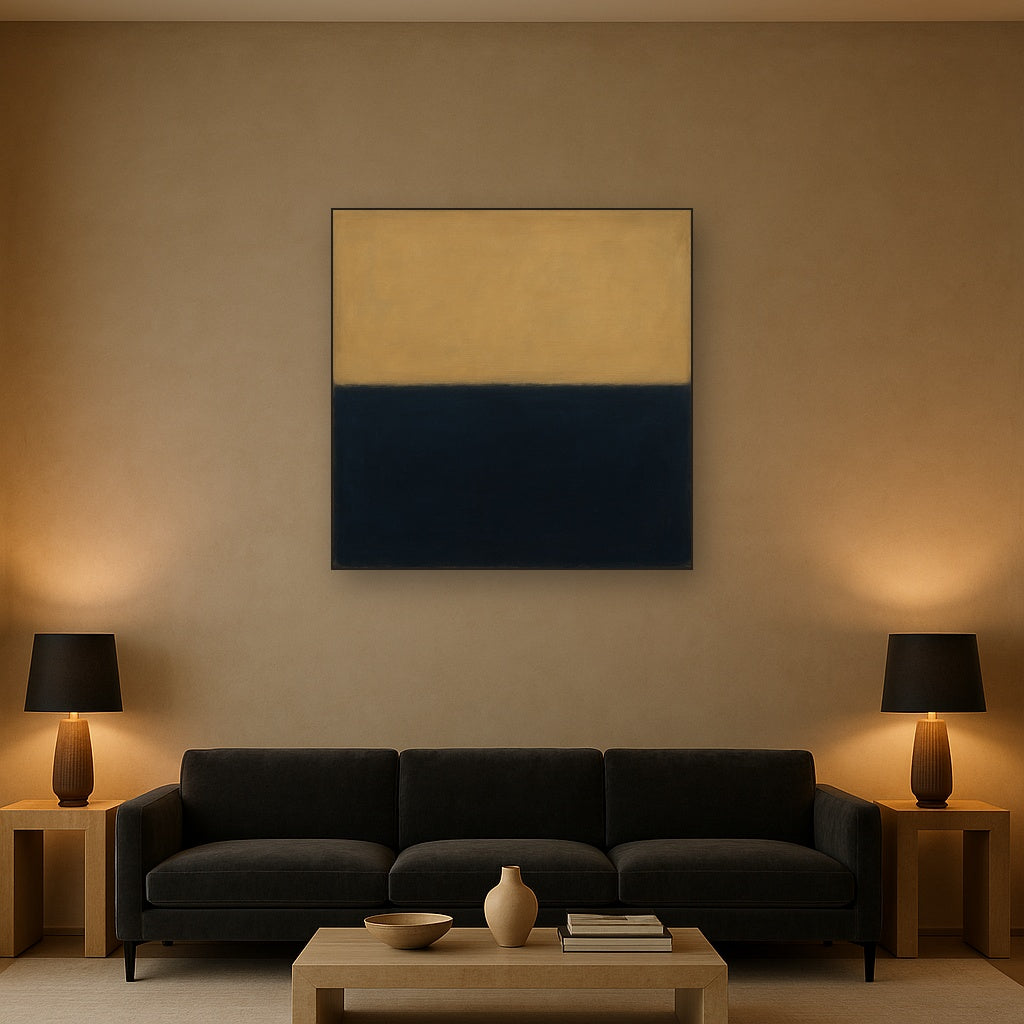 Onyx & Warm Biscuit Horizon No. 9 - Modern Fine Art Oil Painting - View 2