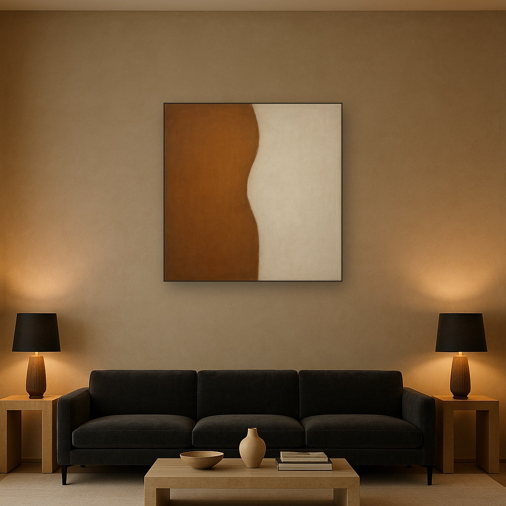 Burnt Umber & Greige Duet No. 7 - Modern Fine Art Oil Painting - View 2
