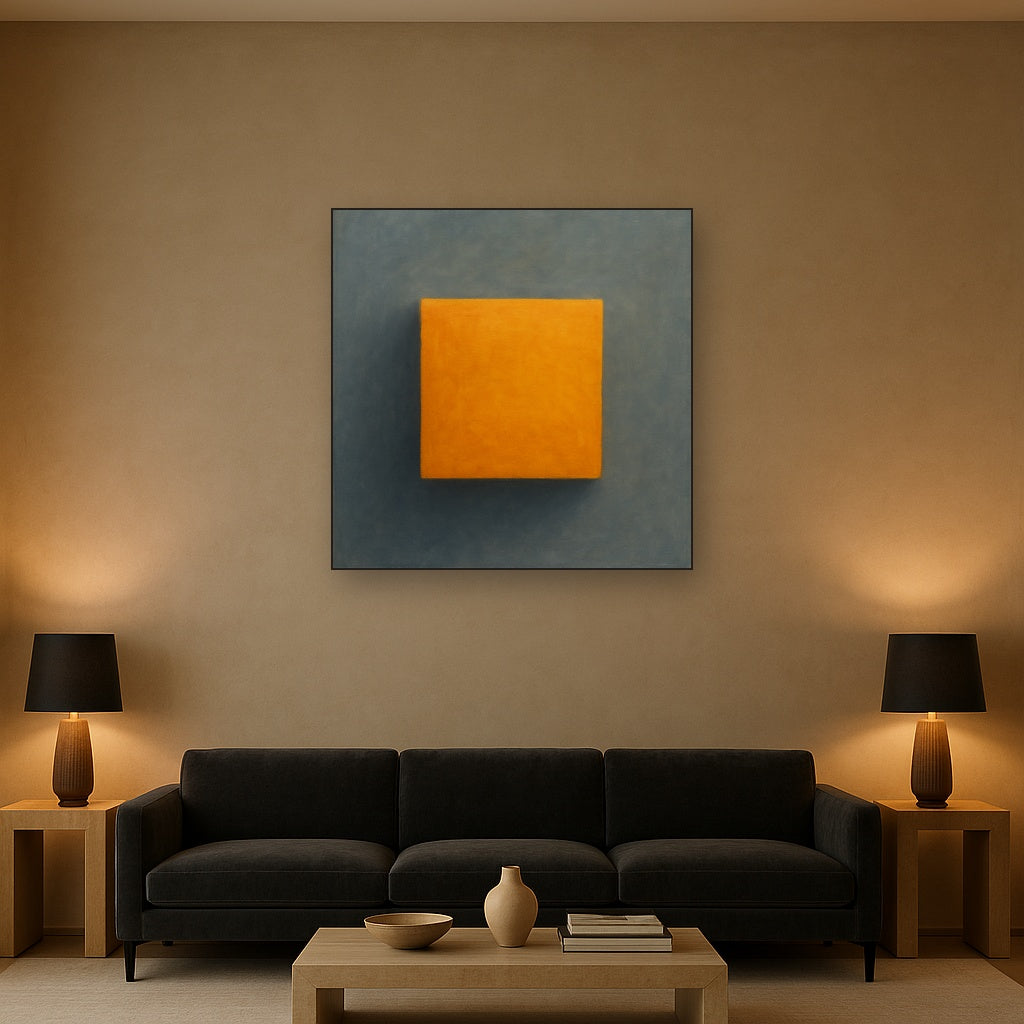 Cadmium Amber & Slate Grey Block No. 10 - Modern Fine Art Oil Painting - View 2