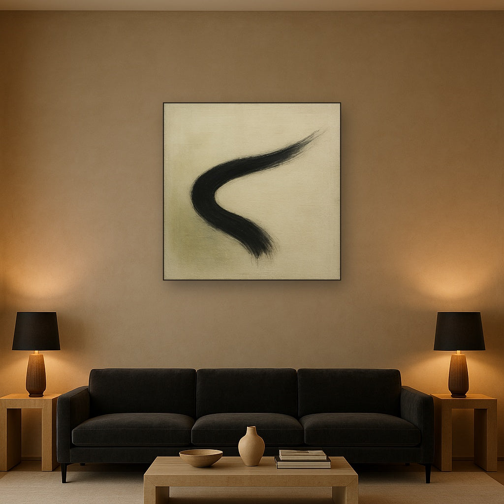 Monochrome Brushstroke Void No. 5 - Modern Fine Art Oil Painting - View 2