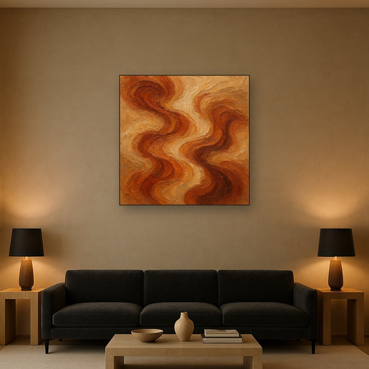 Sienna Drift Modern Abstract Oil Painting - View 2