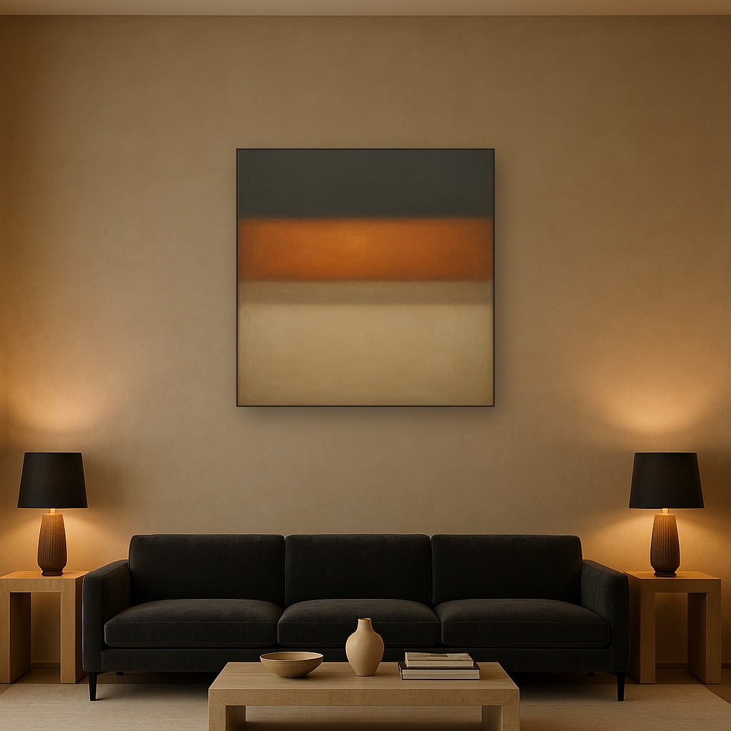 Charcoal Slate & Burnished Copper Horizon No. 19 Oil Painting - View 2
