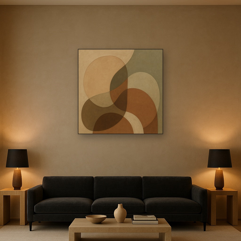 Organic Curved Shapes in Neutral Earth Pigments No. 13 Fine Art Oil Painting - View 2