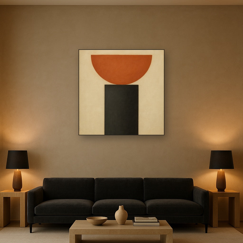 Semicircle Horizon & Minimalist Pillar No. 16 Oil Painting - View 2
