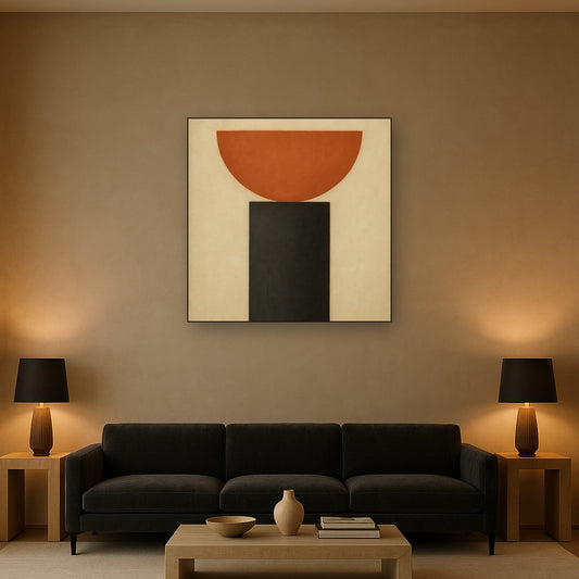 Semicircle Horizon & Minimalist Pillar No. 16 Oil Painting - View 2