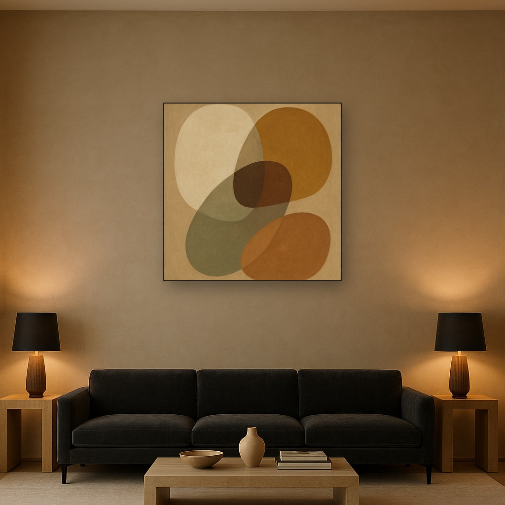 Organic Curved Shapes in Neutral Earth Pigments No. 15 Fine Art Oil Painting - View 2
