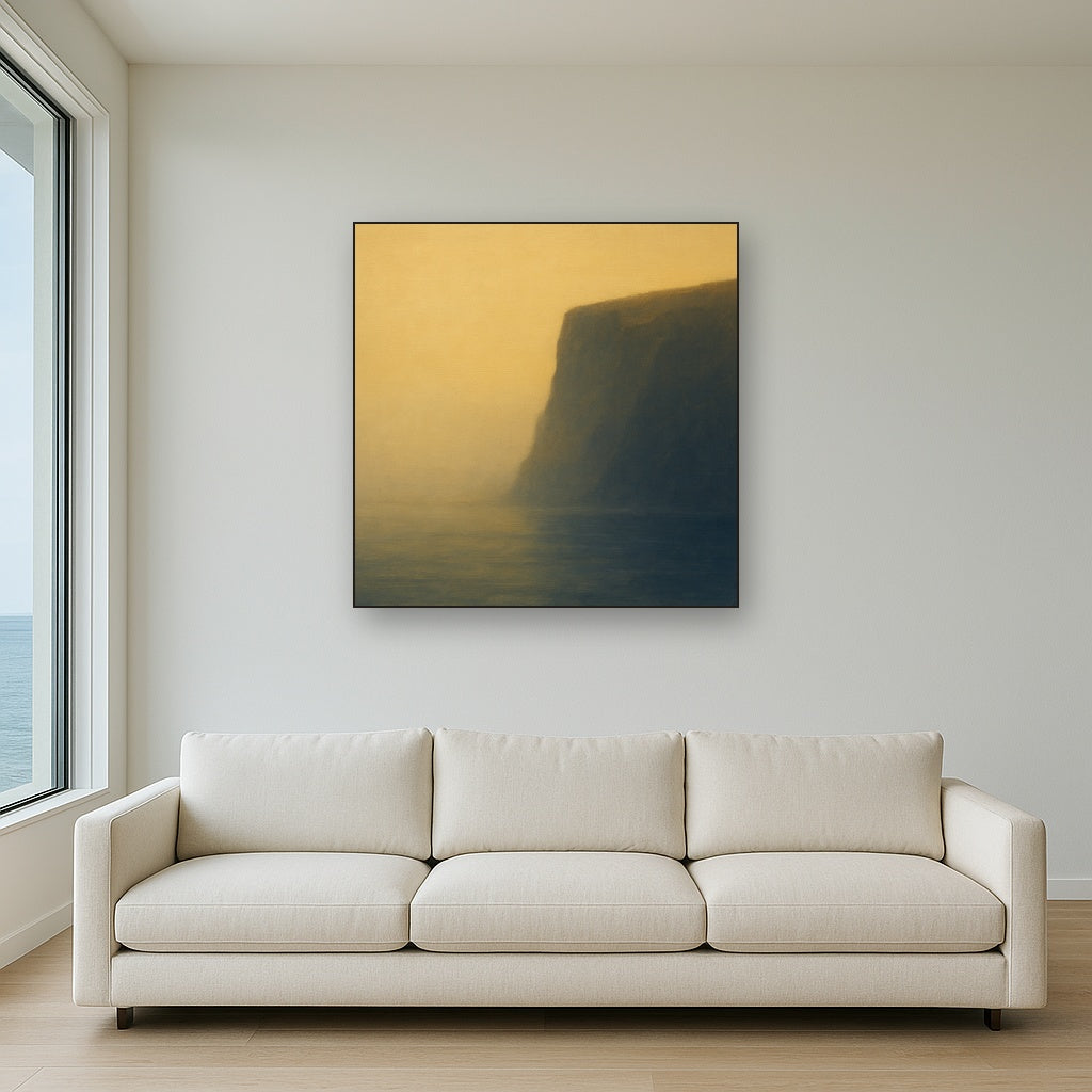 Solitary Headland in Fog No. 9 - Modern Fine Art Oil Painting - View 2