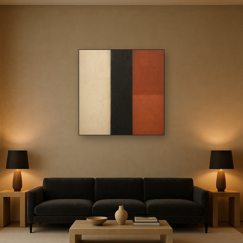 Deep Charcoal & Bone Monolith No. 1 - Modern Fine Art Oil Painting - View 2