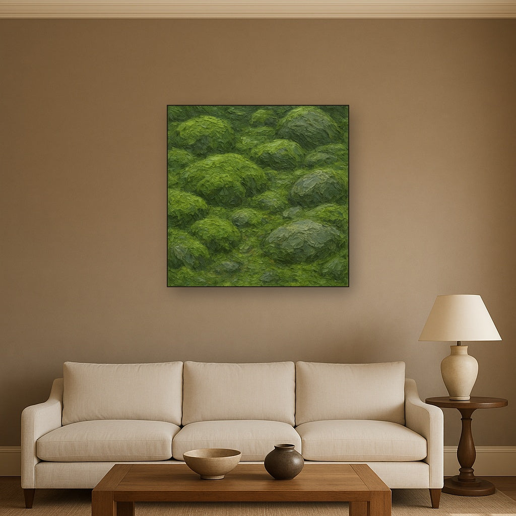Verdant Moss & Stone Heavy Impasto Oil Painting - View 2