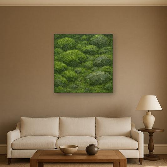 Verdant Moss & Stone Heavy Impasto Oil Painting - View 2