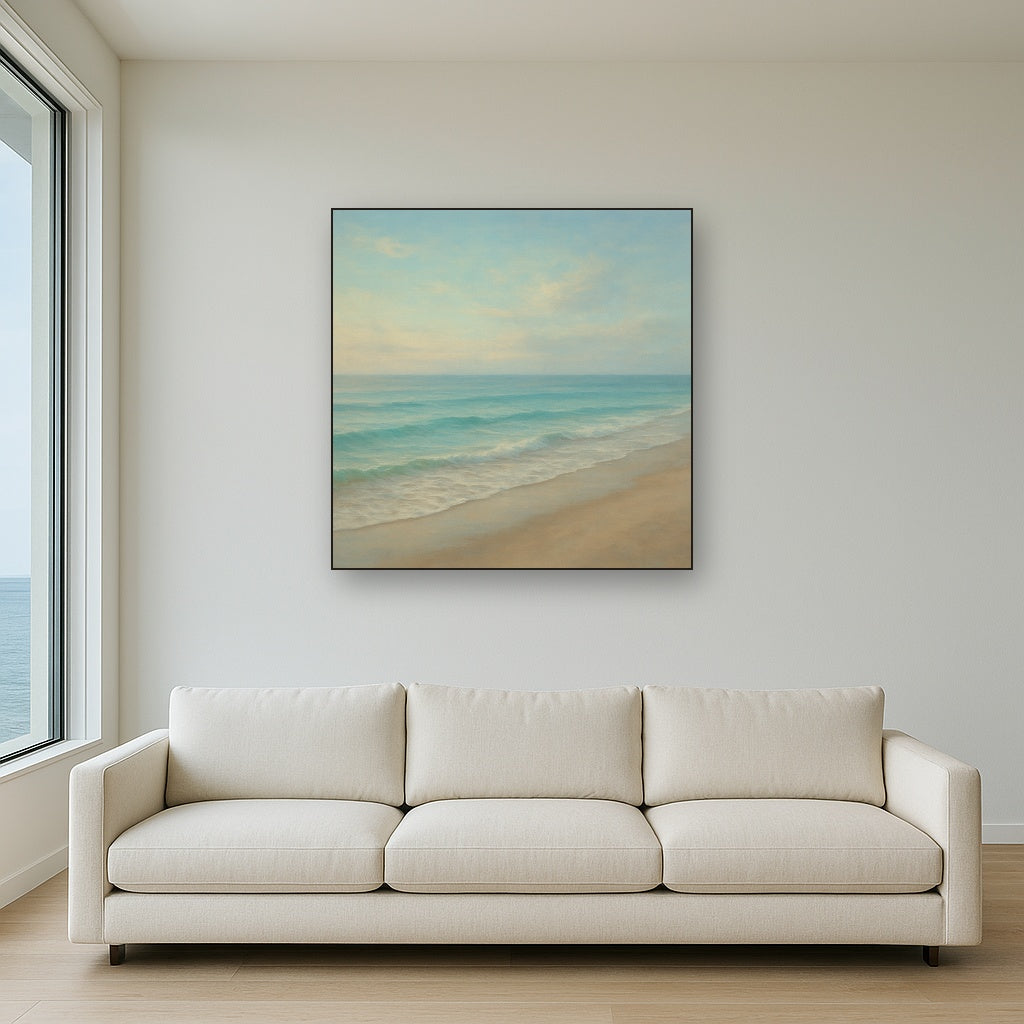 Tranquil Morning Tide over Soft Sand Beach No. 2 Fine Art Oil Painting - View 2