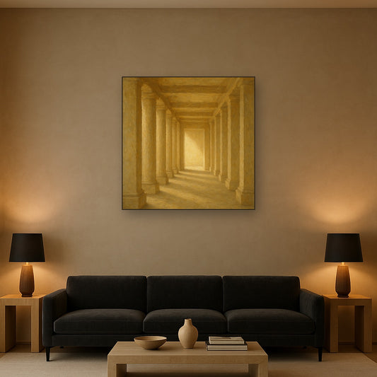 Minimalist Colonnade Light Passage No. 3 Oil Painting - Styled in Modern Living Room