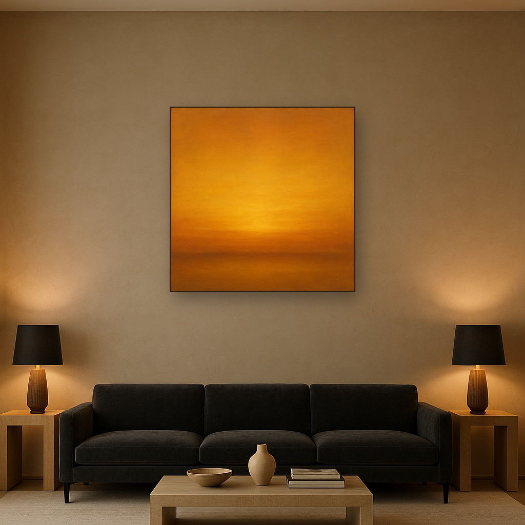 Warm Amber & Raw Sienna Sunset Meditation No. 2 Oil Painting - View 2