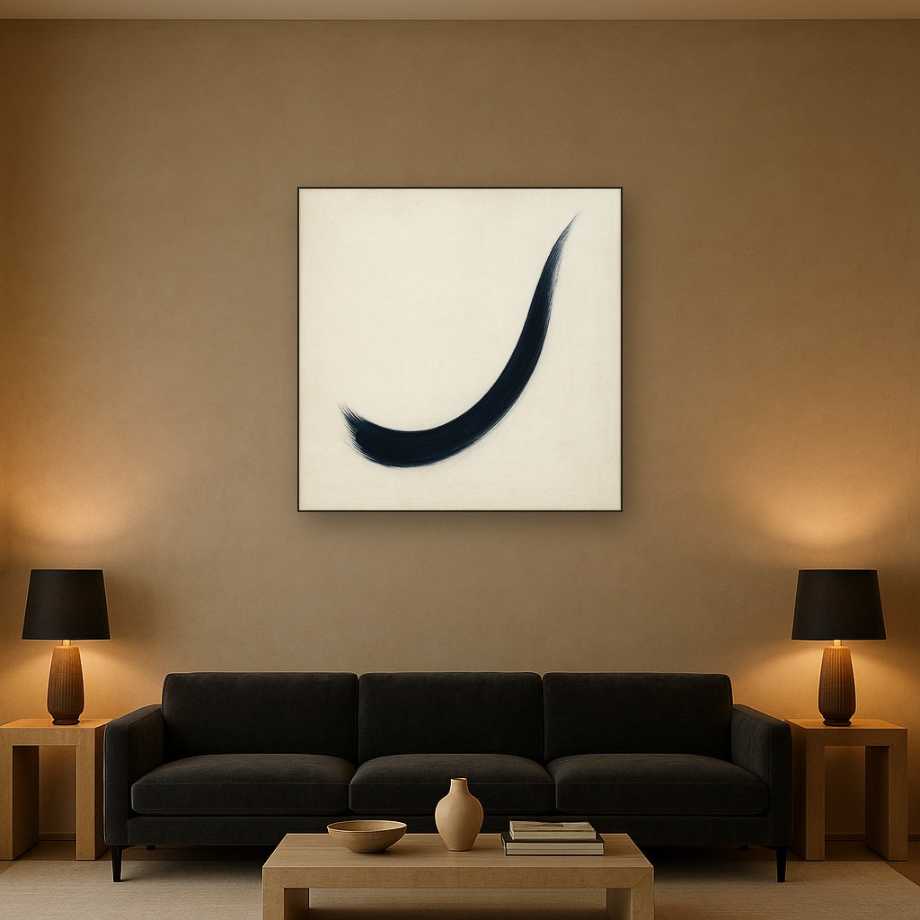 Monochrome Brushstroke Void No. 5 - Modern Fine Art Oil Painting - View 2