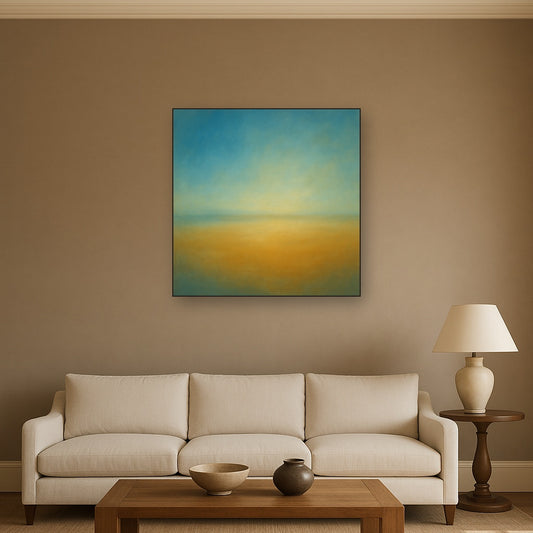 Celestial Azure & Warm Ochre Equilibrium No. 7 Oil Painting - View 2