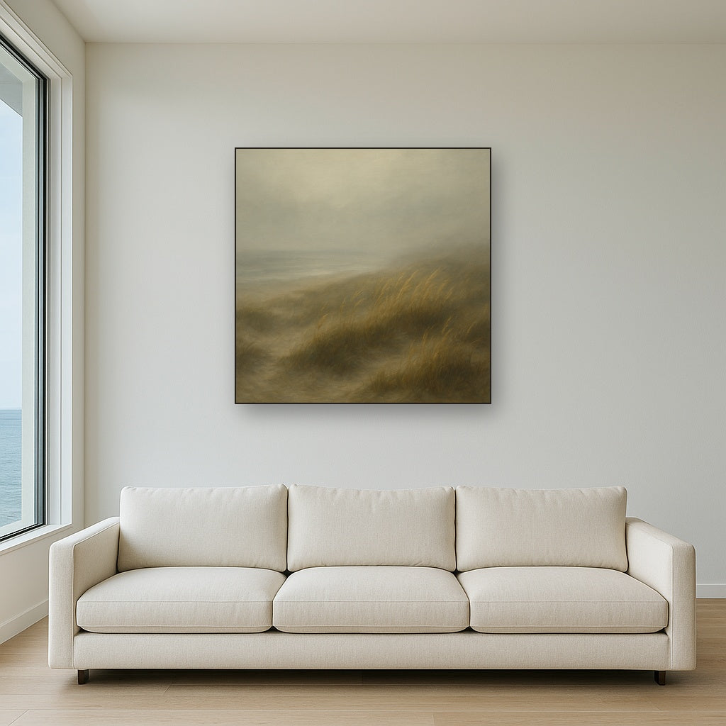 Ethereal Coastal Sea Fog over Silent Dunes No. 4 Fine Art Oil Painting - View 2