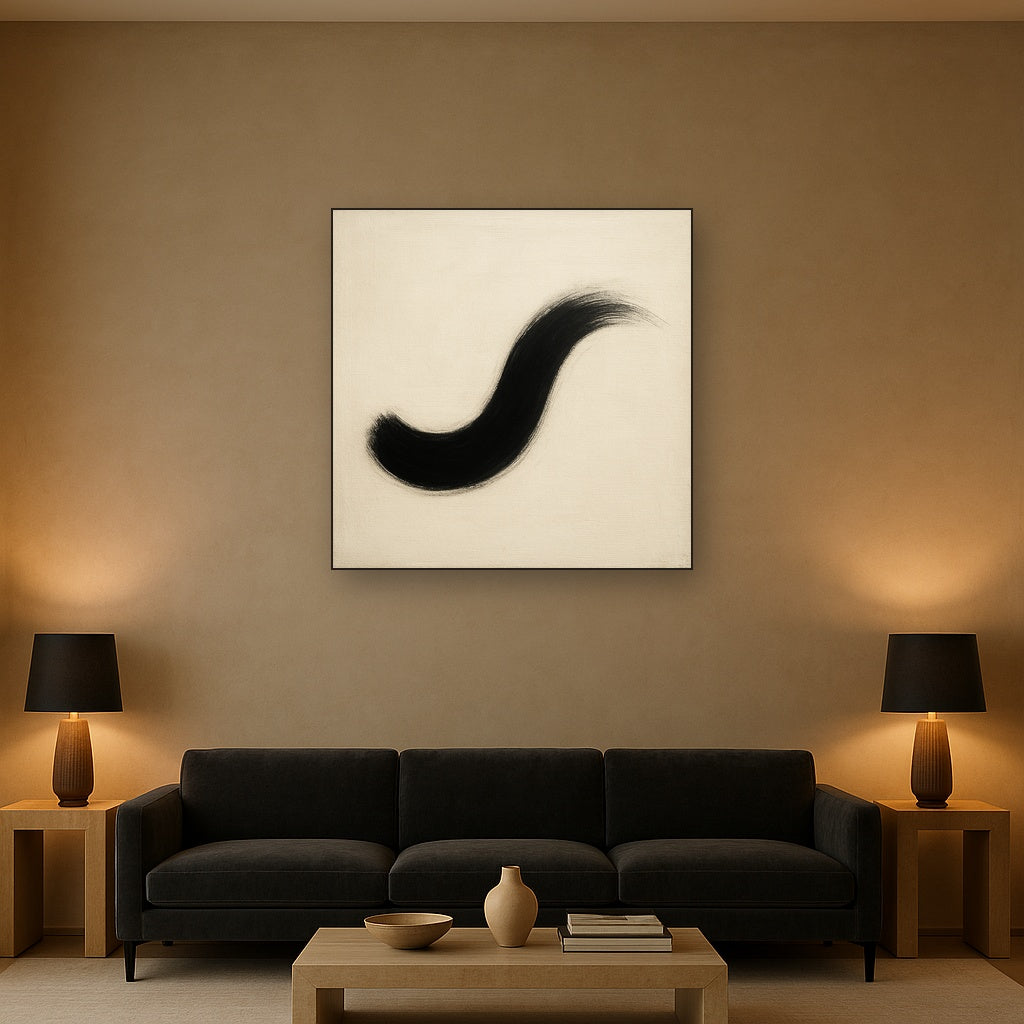 Monochrome Brushstroke Void No. 5 - Modern Fine Art Oil Painting - View 2
