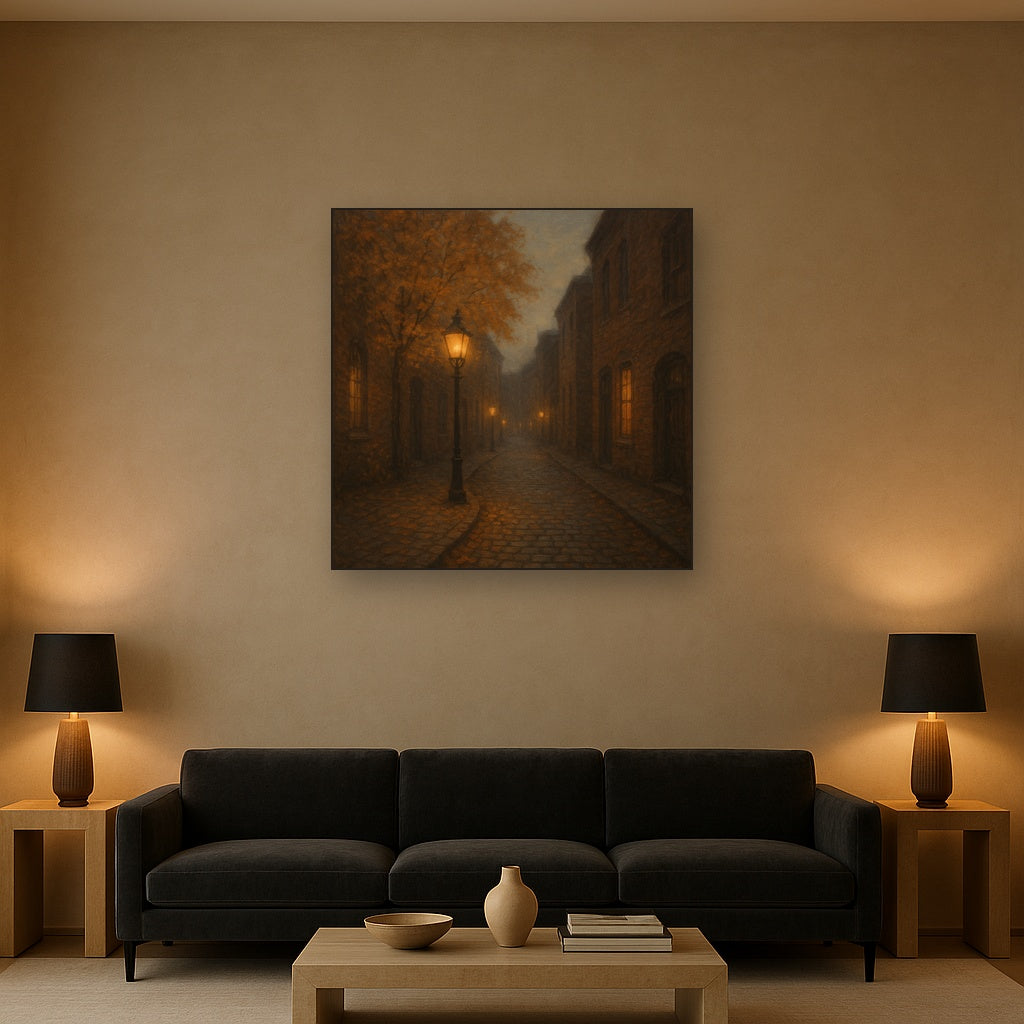 London Gaslamp Alley in Autumn Dusk No. 2 Oil Painting - View 2