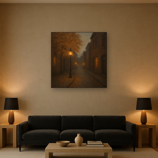 London Gaslamp Alley in Autumn Dusk No. 2 Oil Painting - View 2