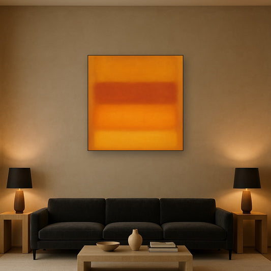 Luminous Ochre & Terracotta Horizon Color Field No. 19 Oil Painting - View 2