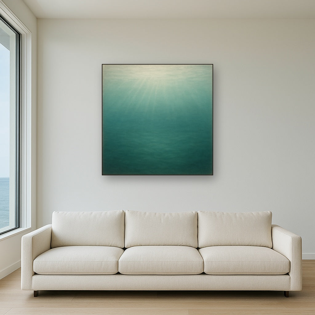 Minimalist Aquamarine Reef Void No. 10 - Modern Fine Art Oil Painting - View 2