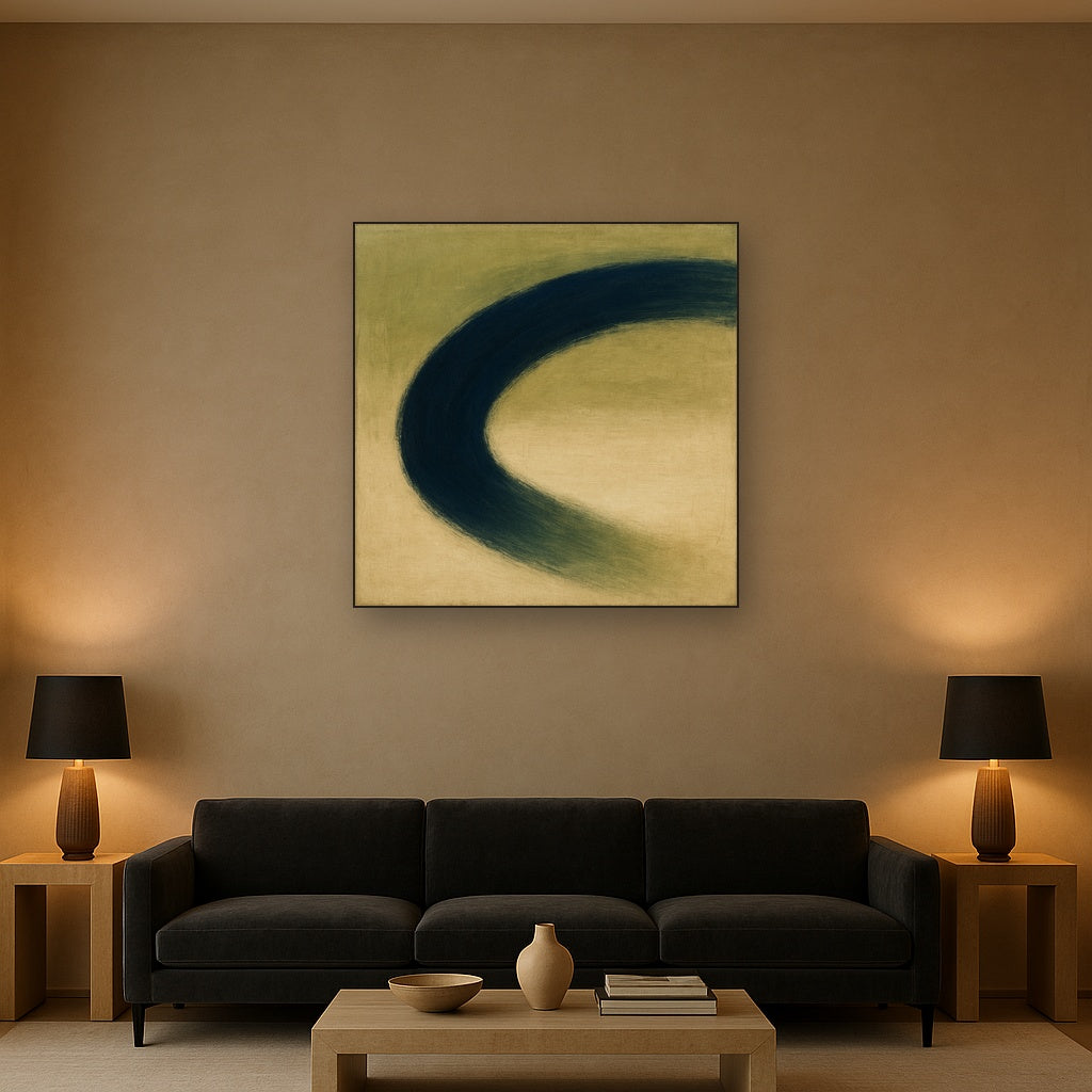 Navy Indigo & Warm Sand Sweep No. 2 - Modern Fine Art Oil Painting - View 2