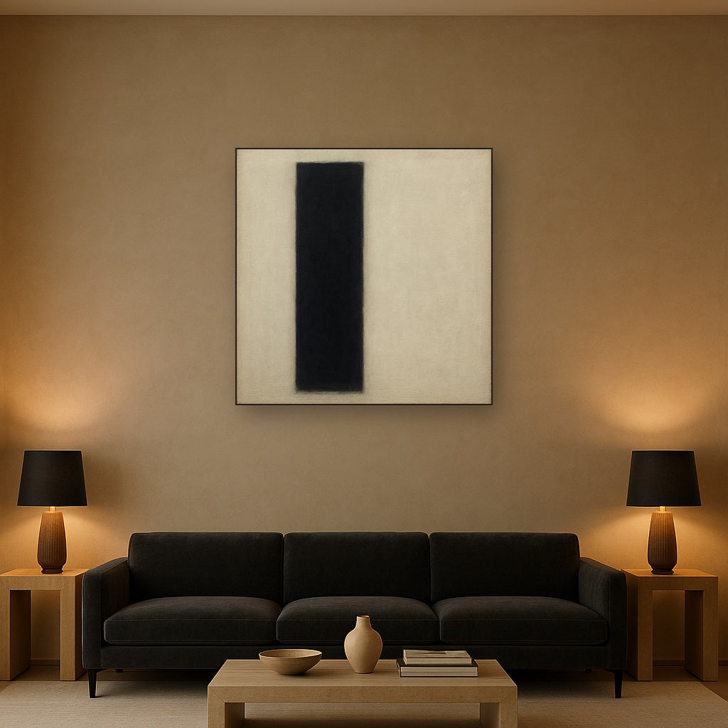 Deep Charcoal & Bone Monolith No. 1 - Modern Fine Art Oil Painting - View 2