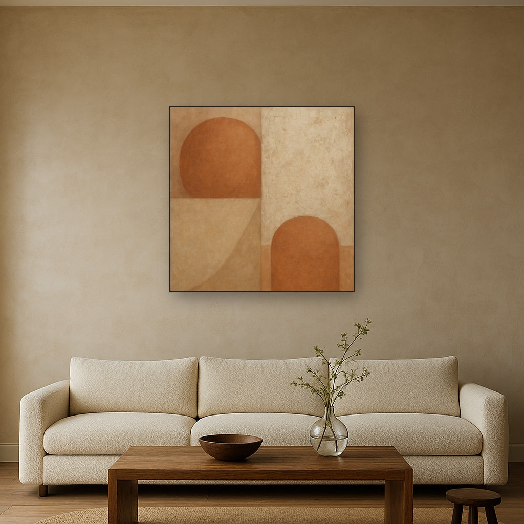 Earthy Terracotta & Weathered Plaster Wash No. 29 Oil Painting - View 2