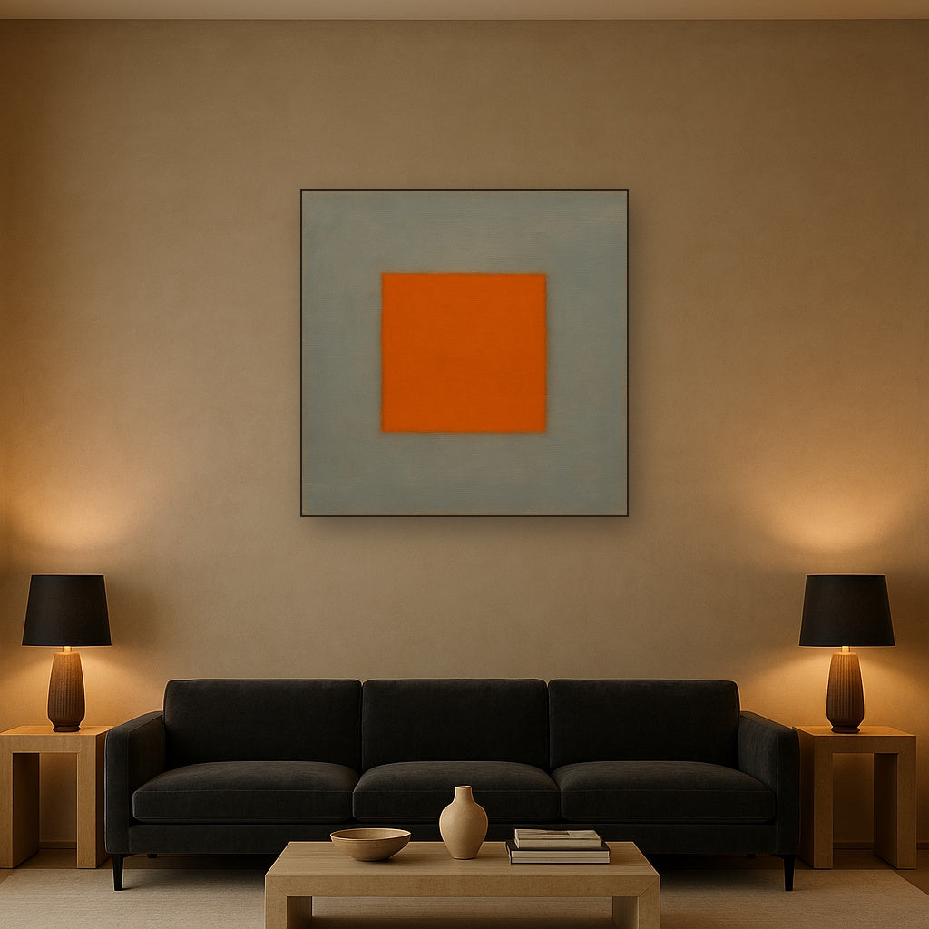 Cadmium Amber & Slate Grey Block No. 10 - Modern Fine Art Oil Painting - View 2