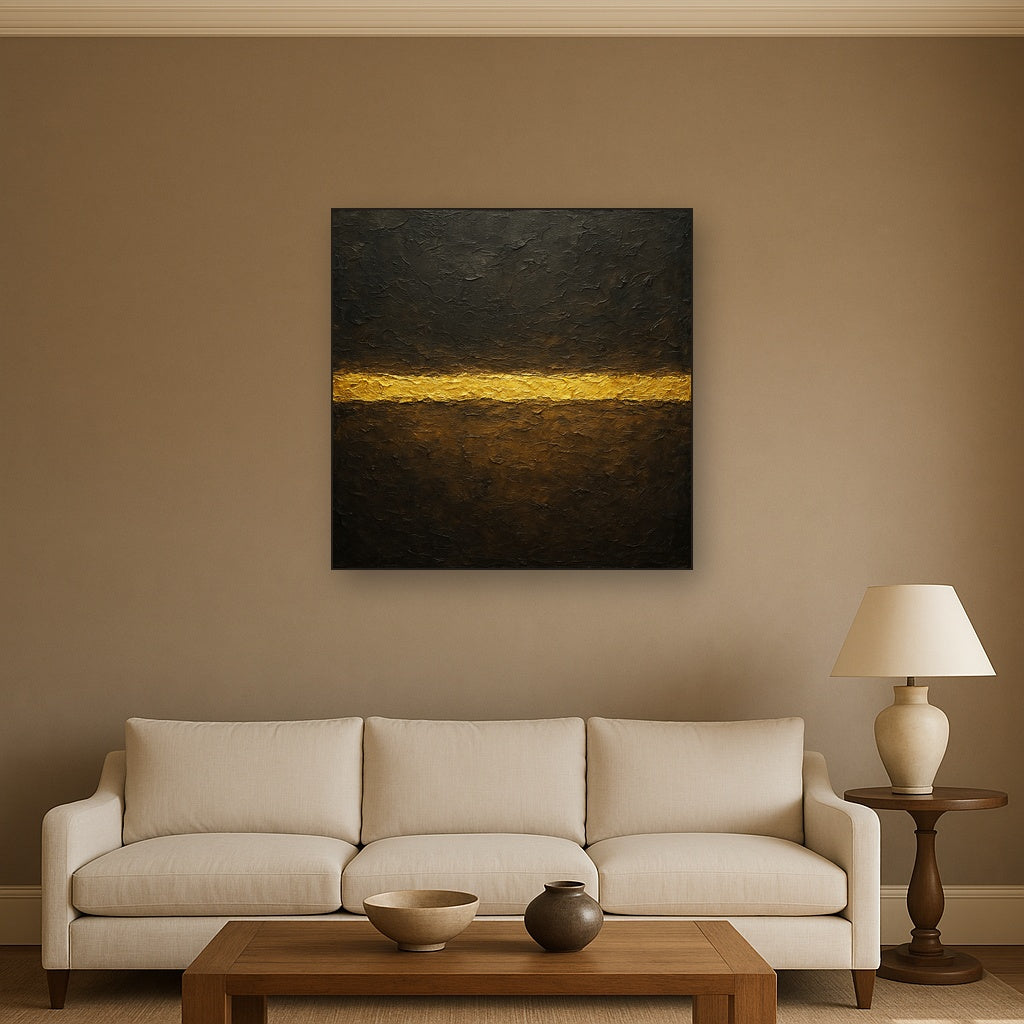 Gilded Horizon in Charcoal & Gold Leaf Oil Painting - View 2