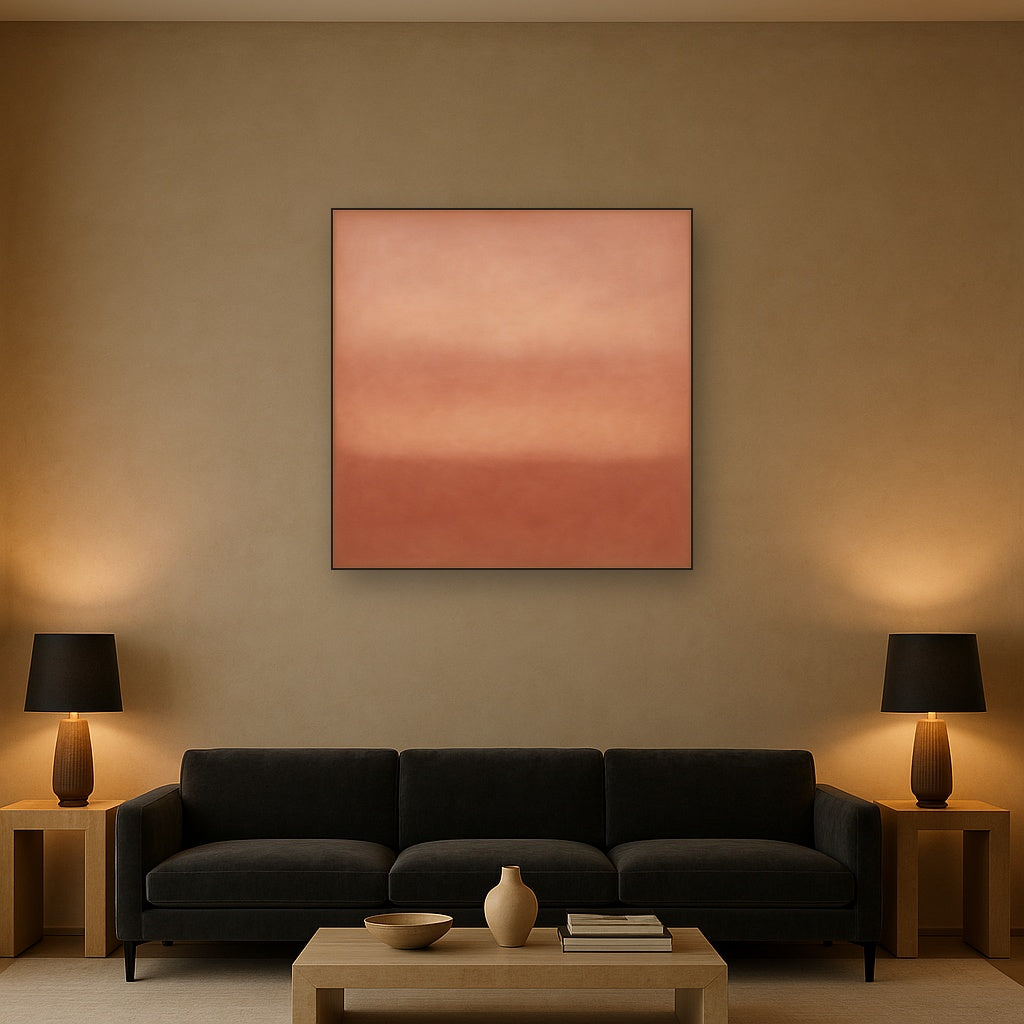 Blush Rose & Dusky Terracotta Ambient Glow Oil Painting - View 2