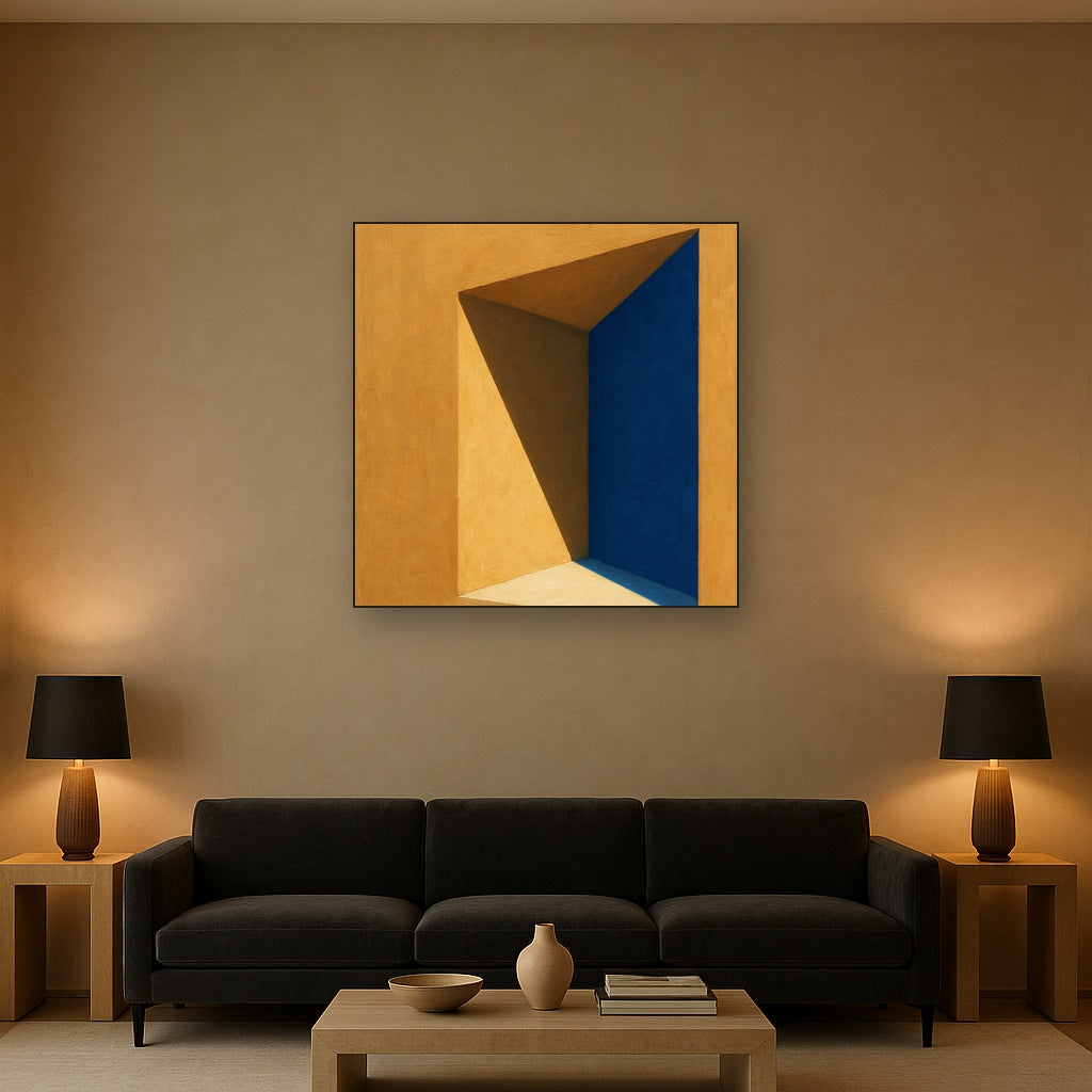 Sun & Shadow Architectural Facade Geometry No. 3 Fine Art Oil Painting - View 2